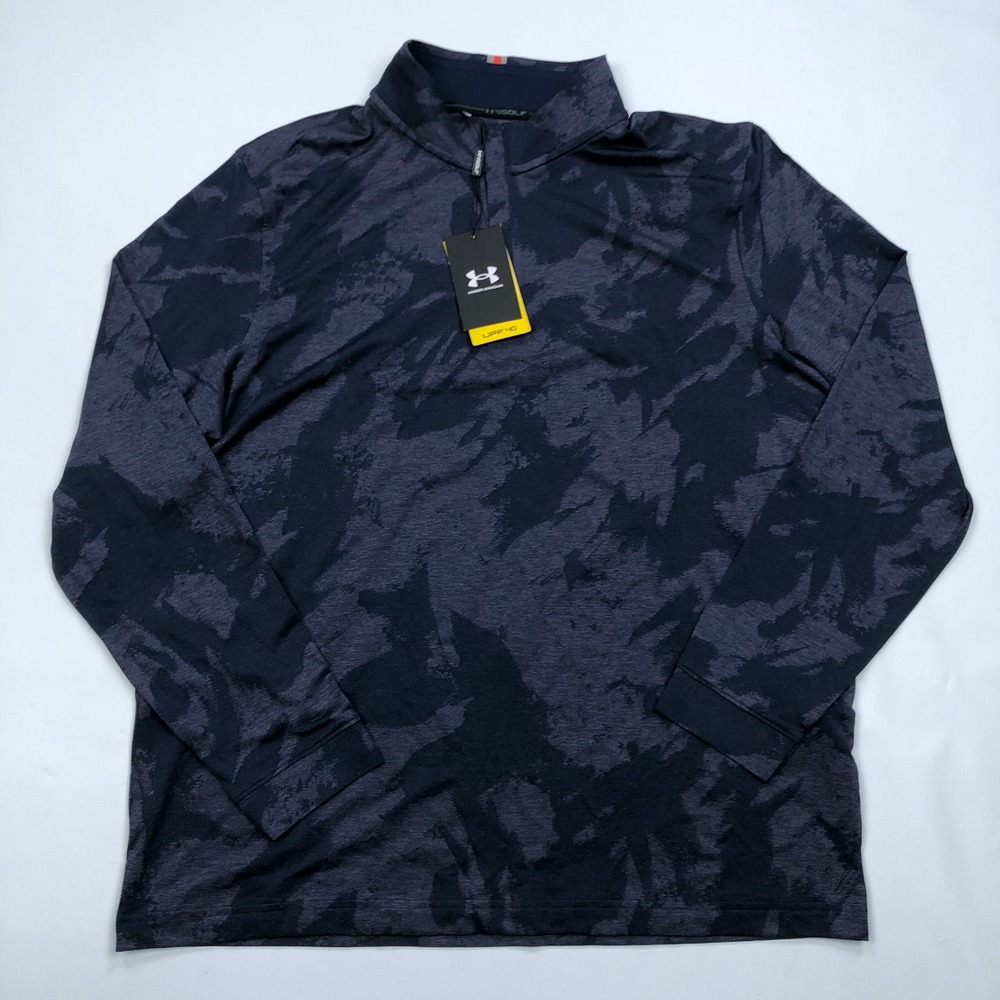 Under Armour Mens L Playoff Jacquard 1/4 Zip Indigo Camo Golf Pullover 1381003
